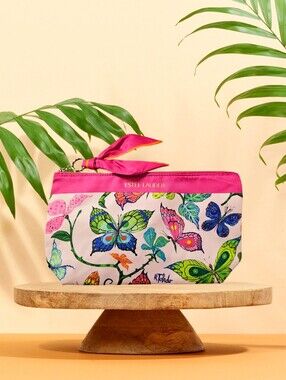 Estee Lauder x Ruben Toledo cosmetic makeup bag case butterfly design NEW